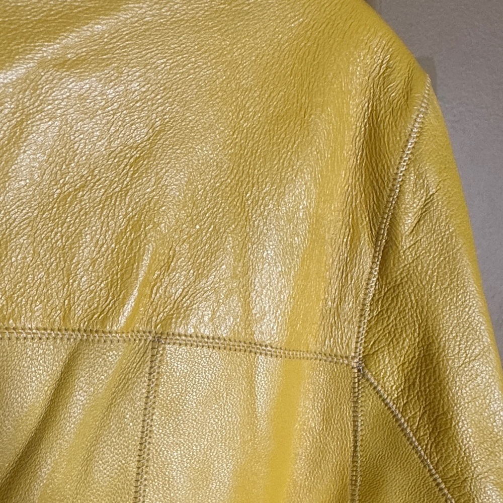 Vintage Reversible Lambskin Leather Jacket Mustard Yellow Snakeskin Print M/L - Picture 10 of 16